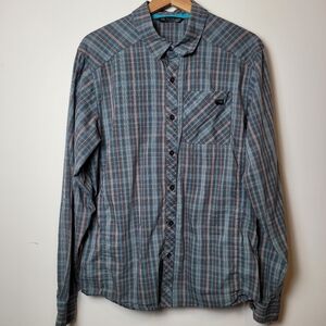 Arc'teryx Shirt men's Medium Button   Down Peakline Gray Blue Plaid Gorpcore